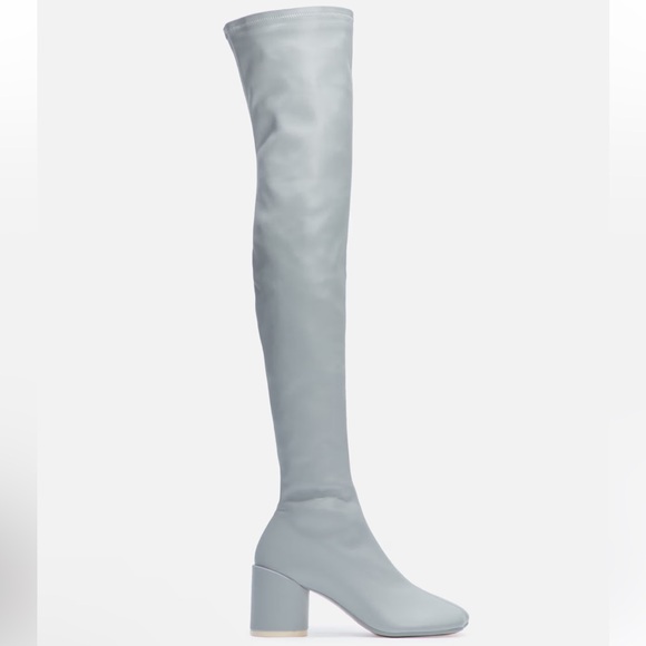 MM6 Maison Margiela Anatomic Thigh High Tabi Shaped Tall Heeled Boot Pearl Blue - Picture 2 of 16